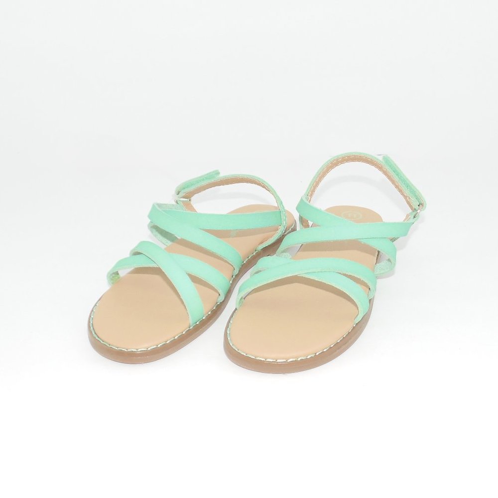 Green/Tan Girl Toddler Sandals Size 8-11